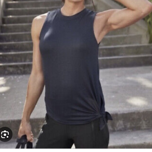 Athleta Navy Blue Cloudlight Asym Side Tie Tank - Picture 1 of 7
